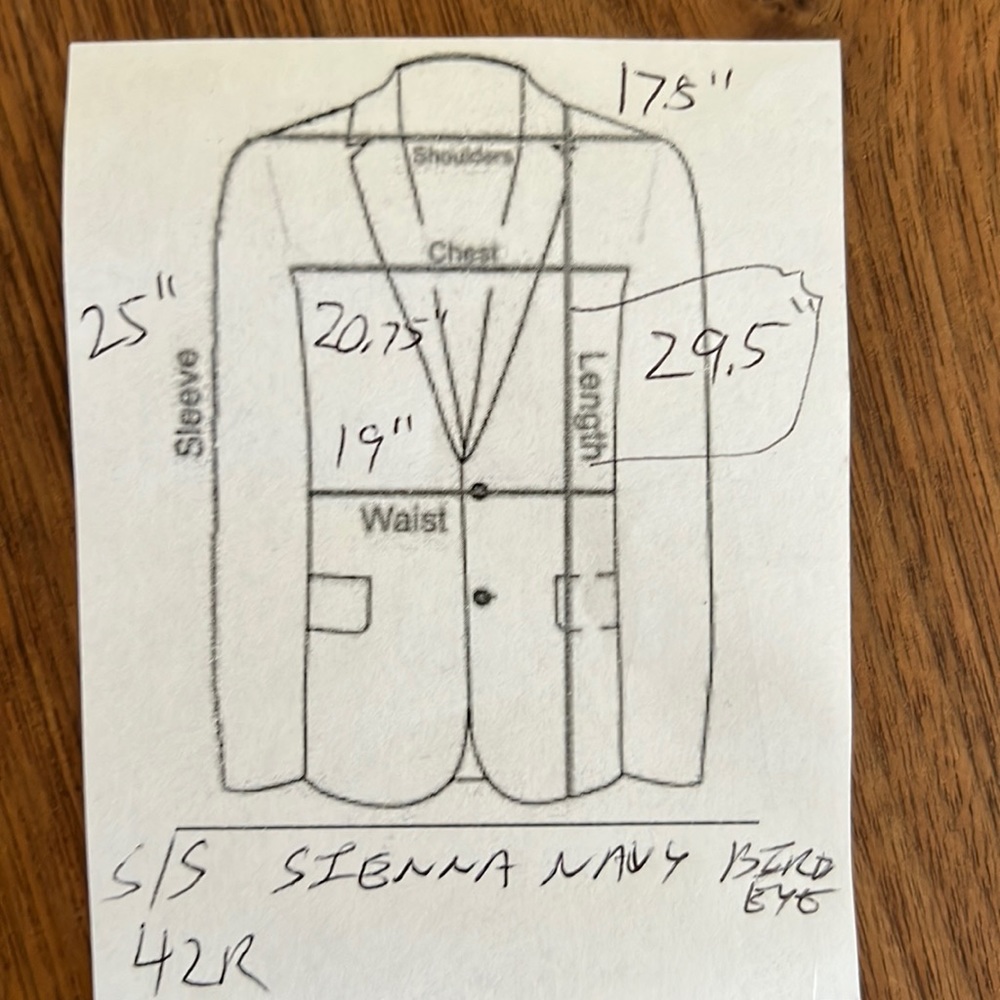 Suitsupply 42R suit jacket Sienna navy birdseye 100% Wool VBC *minor flaw - Picture 10 of 15